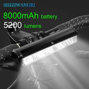8000mAh 5 LED 5*P90 Bisiklet Işık Su Geçirmez USB Şarj Edilebilir LED Bisiklet Işığı 5200 Lümen Feneri ve Far Power Bank240325