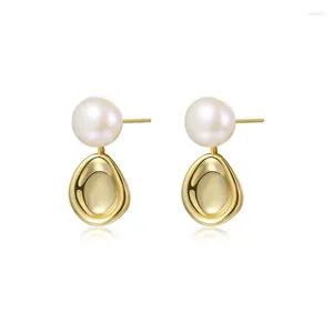 Hoop Earrings VIANRLA 18K Gold Earring 925 Sterling Silver Pearl Jewelry Metal Droplet Pendant