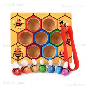 Blocks Blocks Montessori Hive Games Board 7Pcs Bees with Clamp Fun Picking Catching Toy Educational Beehive Baby Kids Developmental Toy Board T240325