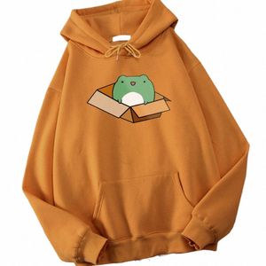 caixa sapo metal kawaii impressão homem com capuz solto roupas oversize velo bolso cartos moletom outono quente casual hoodie b4o3 #