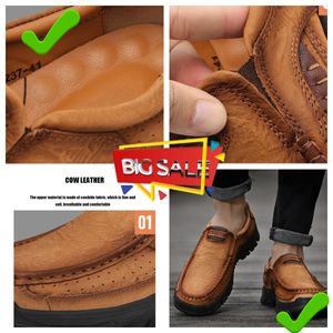 New selling leather shoes men genuine leather loafers casual leather shoes hiking GAI MALE high Quality comfortable middle-aged bigfoot waterproof Business 38-51