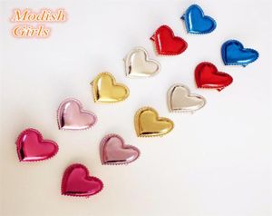 Love Heart Design Shinning PU Hair Clips 30pcslot Synthetic Leather NABY BASCHE BASSE Felf Kids Gioielli Hairpins3864753