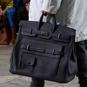 HAC Handbag Top50 stor designer litchi mönster extra väska unisex rese bagage kapacitet handhållen tidvatten bk äkta läder dx52