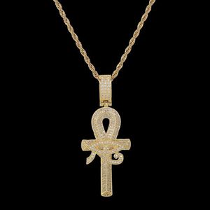 Ny ankomst egyptisk ankh -livsnyckel hänge halsband med repkedja hiphop silver guld som gåvor gml5