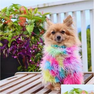 Hundekleidung Schuhe Kleidung Winter Regenbogen Fell kleine Modezubehör Teddy Chihuahua Outfit York Luxus Drop Lieferung Hausgarten Dhdco