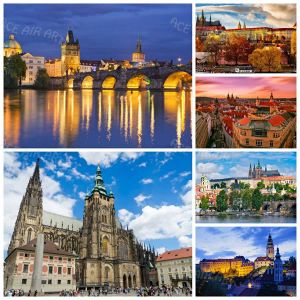 Ścieg pełny wiertło Charles Bridge Praga Castle Czeska Diod Diamond malarstwo krajobraz obraz haftowe mozaiki dekoracja sztuki