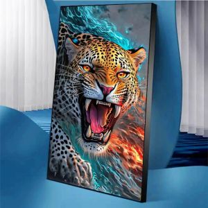 Stitch Ferocious Leopard Diy Diamond Painting Novo 2024 Jóias Cruz Cross Square Full Round Diamond Mosaic Animal Melhor presente G454