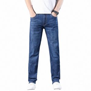 brand Men's Slim Jeans 2022 Summer New Thin Stretch Busin Casual Trousers Fi Denim Pants Male M8FX#