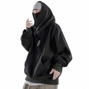 Man Vinatge Beltlank Kapşonlu Sweatshirt Gotik Punk Hip Hop Street LG Koltuk Cepleri Üstler Sonbahar Kış Sıcak Bozuk U6L4#