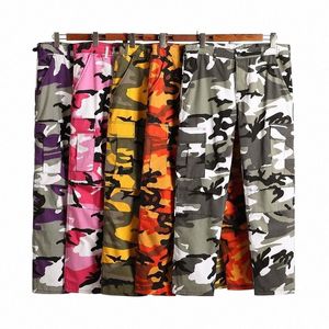 men 2023 hip hop camo streetwear tactical cargo multi pockets work baggy fi pants west harem military brand Trousers P6ji#