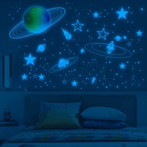 Klistermärken 3D Rainbow Moon Luminous Wall Stickers Glow in the Dark Stars Stickers For Kids Rooms Bedroom Tak Hem Dekoration Bakgrundsbilder