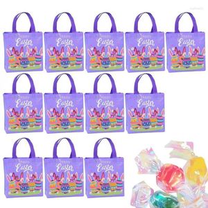 Украшение вечеринки Пасхальная большая сумка 12 упаковок Подарочный набор Нетканая корзина для яиц Happy Bags Favor