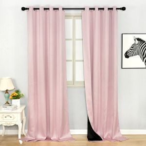 Curtains Pink Blackout Curtains Thermal Insulated for Living Room Bedroom Window Treatment Room Darkening White Tulle