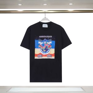 メンズデザイナーTシャツカジュアルTシャツカサブランカ春夏フクロウの手紙プリント半袖Tシャツuhwl