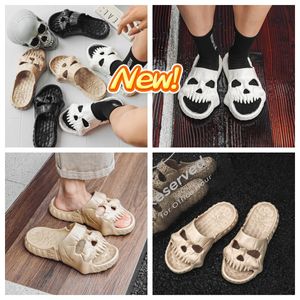 GAI-Schuhe, Baumwolle, dicke Sohle, Sandalen, Herren, modisch, Skelett, Totenkopf, personalisierbar, Punk, frei atmen, cool, Meeresstrand, schwarz, lustig, nicht stinkend, 40–45 Junge