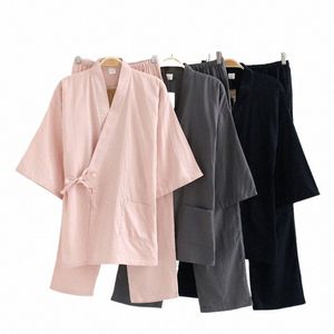 men Japanese Kimo Bath Robe Sleepwear Sauna Spa Yukata Haori Aodai Home Nightgown Hanfu Cott Soft Pajamas Set Tee Tops Pants d1mv#