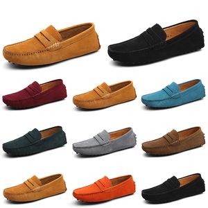 Män casual skor espadrilles trippel svart vit brun vin röd marin khaki mens mocka läder sneakers glid på båt sko utomhus platt kör jogging promenad 38-52 A010