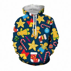 Frohe Weihnachten Lebkuchenmann Socke Grafik Sweatshirts Weihnachten Lustige Geschenke Hoodies für Männer Kleidung Casual Frauen Pullover Hoody v0y3 #