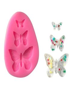 Novo jantar Butterfly Mold Silicone Baking Acessórios 3D DIY Açúcar Craft Cutter Cutter Ferramenta de decoração de bolos de fondant 3 Col2154185