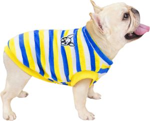 Roupas de bulldog francês Beinwfyiy, listrado de lã Tank Frenchie Dogs Roupos para pequenos cães de tamanho médio