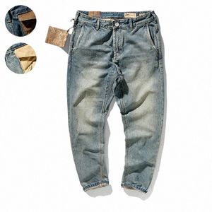 2024 Spring New Heavyweight Jeans Men's Fi American Casual Wed Old Denim Pencil Pants Men's Retro Tapered Straight Pants f016#
