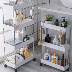 Racks Bedroom Kitchen Moveble Storage Organizer With Wheels Plastic Rolling Utility Cart SpaceSaving Trolley