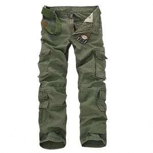 4 Färg Ny 2024 Ankomst Mens FI Militär Multi Pocket Cargo Pants Casual Straight LG Baggy Combat Byxor stor storlek N0PO#