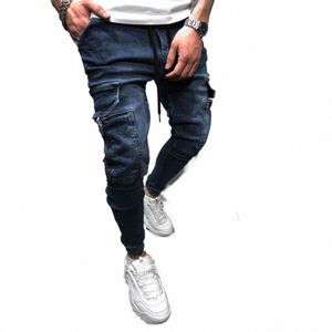 Bahar Yaz 2023 Yeni Skinny Jeans Erkekler Hip Hop Sweetpants Kargo Kot Penerler Yüksek Sokak Erkekler Kot Slim Denim LG Pants K0DU#