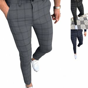 Roupas masculinas calças elásticas de trabalho quente primavera outono novo fi cinza azul multicolorido calças casuais lápis para homens busin w4dt #