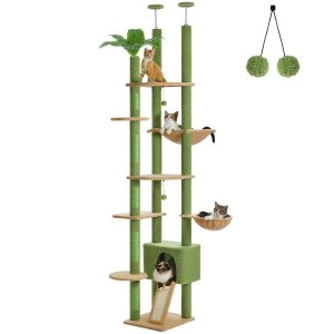 Altezza di graffi 230252 cm Pavimento dell'albero del gatto cactus al soffitto con congedo verde per torre multilivello interno con accoglienti grandi condomini di amache