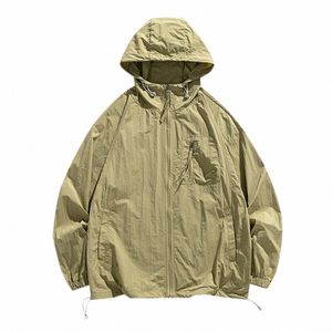 high Street Hooded Jackets Men Spring Summer Color Block Windbreaker Loose Coats Fi Thin Bomber Jacket Sun protecti 11S8#