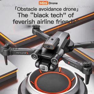 Simulatorer P12 Drone Hinder Undvikande Foldning 4K HD Drone Optical Flow Quadcopter HD Aerial Photography RC Helicopter Kids Toys Gifts T240325