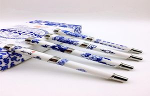 Vintage Dragon Natural Ceramic Fountain Pen Luksusowy kaligrafia Wysokiej klasy chiński niebieski i biały porcelanowy prezent biznesowy Pen har3525455
