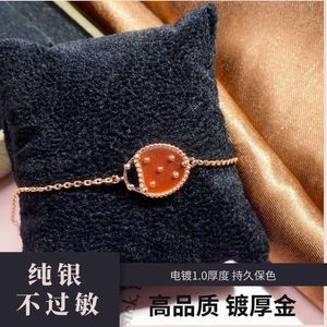 Brand Van High Quality Ladybug Armband Womens Red Agate Rose Gold 925 Pure Silver Live Broadcast AV98