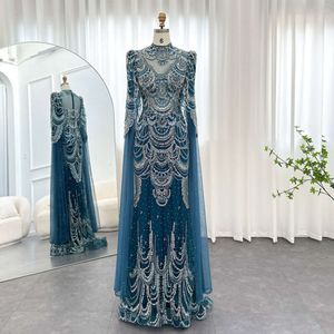 Disse dubai plus sereia sharon tamanho verde vestidos de noite com mangas de capa árabe feminino muçulmano vestidos de festa de casamento ss145