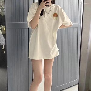 Ternos masculinos 2024 vintage pesado algodão manga curta camiseta mulheres verão solto coreano moda oversize roupas topo