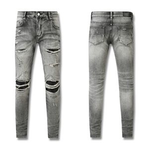 Calça jeans de moda angustiada masculina de moda #601