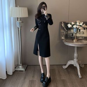 2024年春の新しい中国光のナショナルスタイル女性のためのエレガントでユニークなドレスがスリムに見えるように改善されたQIPAOスカート