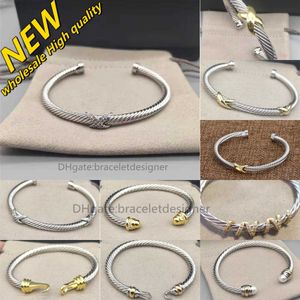 Дизайнерские модные ювелирные изделия Twisted Gold x Bracelet Gold Charm Sliver 925 Браслеты Плетеное перекрестное браслет бриллиант циркон роскошный день рождения подарок для женщин ювелирные изделия DF34