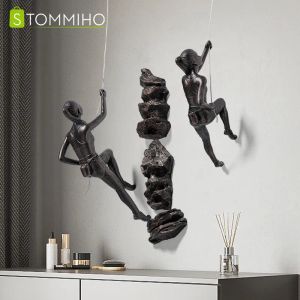 Sculptures Rock Climber Statue Sports Woman Figurine Wall Art Sculpture Hanging Decoration Home Decor Resin Craft Gift