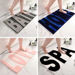Коврики из микрофибры, флокирующийся коврик для ванной, модный текстовый коврик для ванной комнаты, мягкий утолщенный впитывающий коврик для ног, резиновый нескользящий коврик для ног TPR