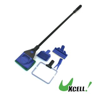 Verktyg uxcell 4/5 i 1 akvarium ren verktyg fiskstankglas rengöring borste set fisk netto grus alger skrapa gaffel svamp renare verktyg