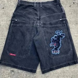 hip hop retro szkielet graficzny streetwear jnco spodnie y2k spodnie męskie mens dżinsowe szorty gimnastyczne harajuku gotycka koszykówka krótka 608