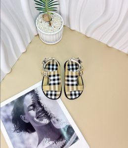 Luxury Kids Plaid Sandals Designer Boys Girls Gattice Casual Sandals Fashion Children Metaller Buckle Non-Slip Shoes EUR26-35 Z7352