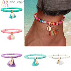 Anklets Multicolor Tassel Ankle Bohemian Jewelry Womens Acrylic Bead Elastic Chain Ankle BraceletC24326