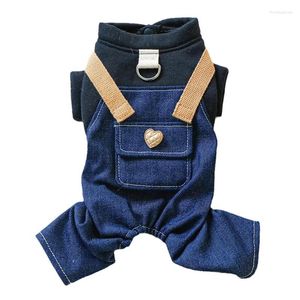 Dog Apparel Cowboy Jumpsuit Clothes Black Coat Jacket Pet Denim Puppy Overalls Onesie For Small Dogs Chihuahua L