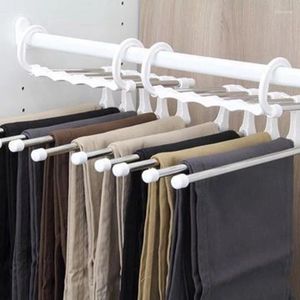 Hängare -byxor 5 lager multifunktionella byxor rack icke -halkkläder garderob förvaringsarrangör för halsduk (2 st)