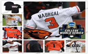 Os castores do estado de Oregon personalizados OSU Baseball laranja laranja preto costurado qualquer número Nome de número 3 Nick Madrigal 35 Adley Rutschman 2018 CWS 1669614