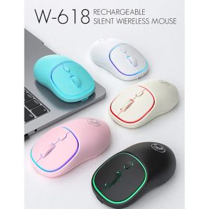 Mice 3DPI Adjustable Ergonomic Swap Mouse with Colorful LED Backlight 2.4Ghz Optical Wireless Mouse Rechargeable Silent Gaming Mouse