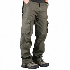 Männer Cargo Hosen Casual Multi Taschen Militärische Taktische Arbeit Hosen Männer Oberbekleidung Gerade Slacks LG Hosen Für Männer Kleidung P1gr #